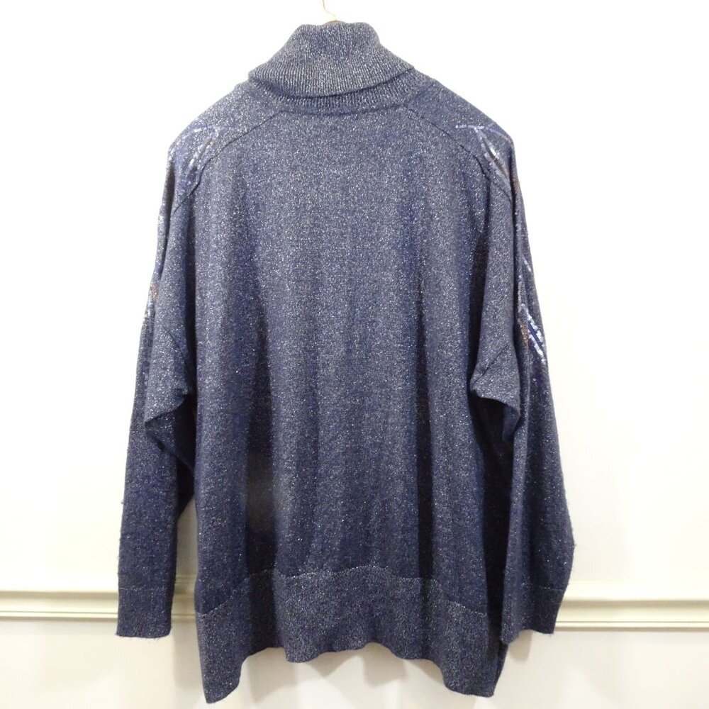 Blink Blue Sequin Turtleneck Sweater Size 3x Soft… - image 7